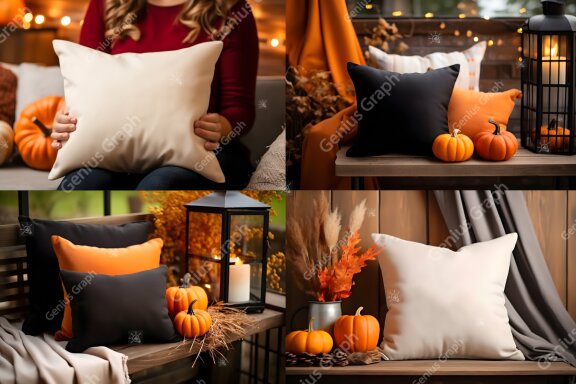 Fall Autumn Throw Pillow Mockup Bundle