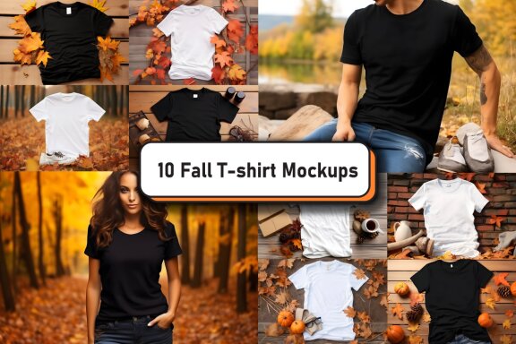 Fall Autumn T-shirt Mockup Bundle