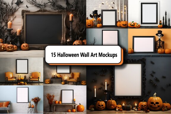 Halloween Wall Art Mockup Bundle
