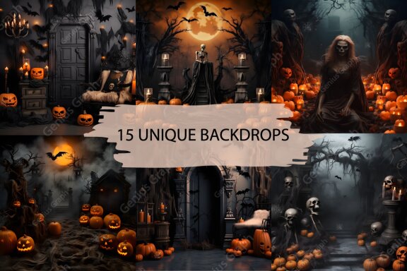 Halloween Digital Backdrops Bundle