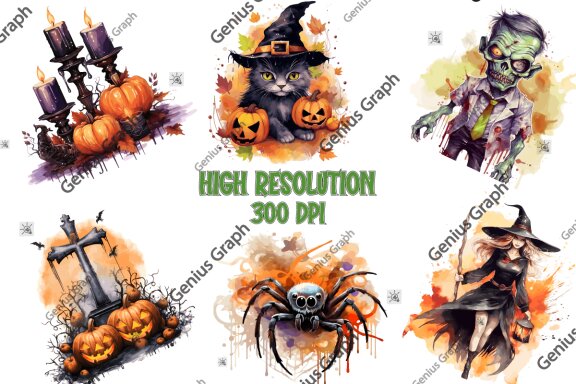 Halloween Sublimation Clipart Bundle