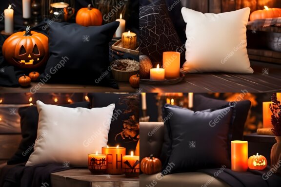 Halloween Throw Pillow Mockup Bundle