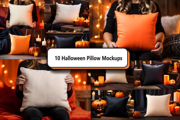 Halloween Throw Pillow Mockup Bundle