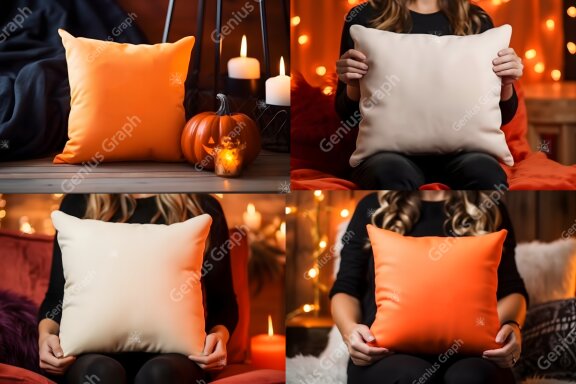 Halloween Throw Pillow Mockup Bundle