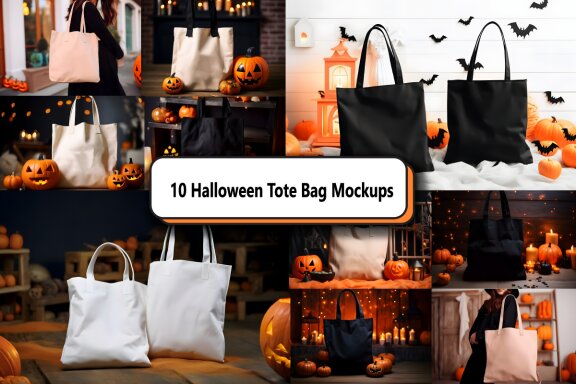 Halloween Tote Bag Mockup Bundle