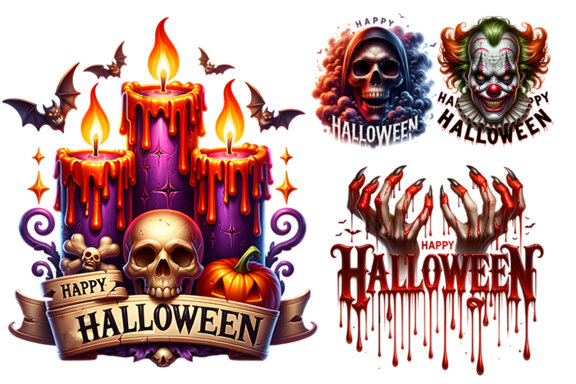 Halloween Season Spooky Sublimation Clipart PNG Craft Bundle