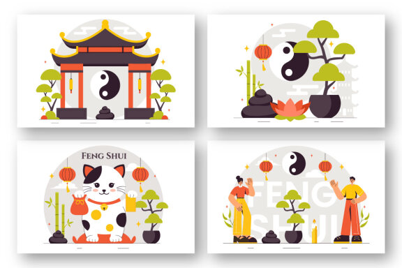 9 Feng Shui Elements Illustration