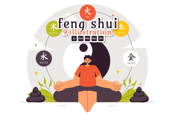 9 Feng Shui Elements Illustration