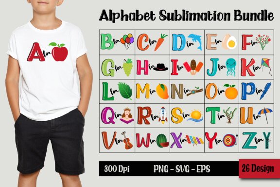 Alphabet Sublimation Bundle for Children