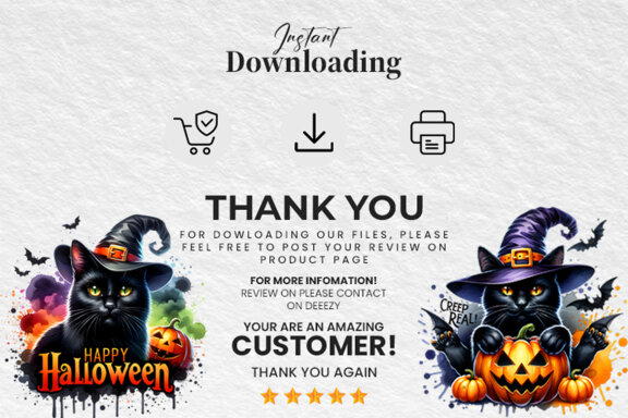 Watercolor Halloween Sublimation Black Cat Clipart Craft PNG