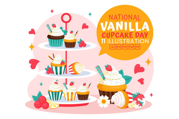 11 National Vanilla Cupcake Day Illustration 