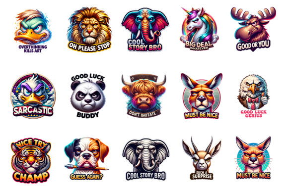 Sarcastic Grumpy Sublimation Clipart PNG Craft Bundle