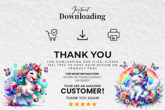 Watercolor Unicorn Sublimation Clipart PNG Craft Bundle