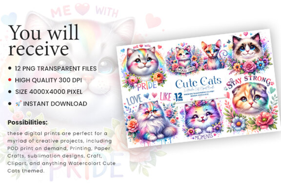 Cute Cat FREE Clipart Bundle