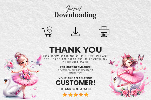 Watercolor Cute Ballerina Sublimation Clipart PNG Bundle