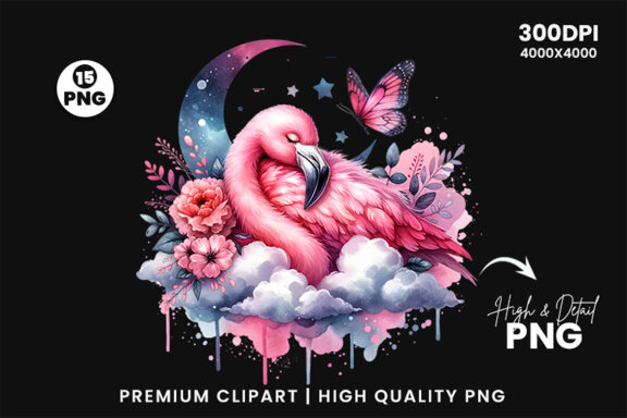 Watercolor Pink Cute Animals Sublimation Clipart PNG Bundle