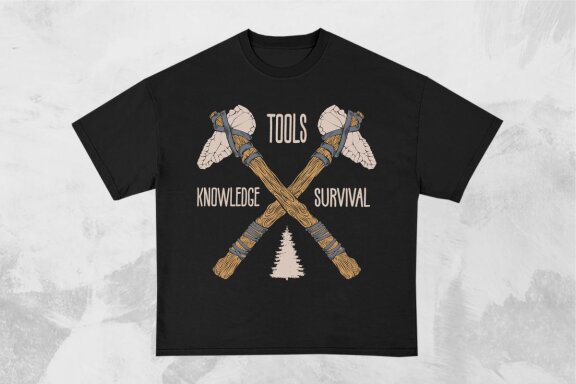 Bushcraft Survival Camp T-shirt Designs Bundle