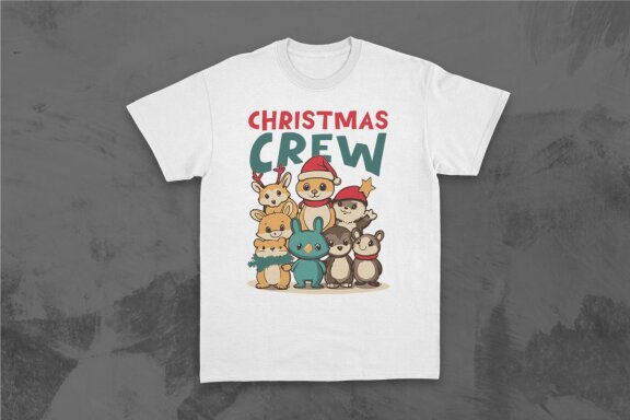 Retro Christmas Animal Celebration T-shirt Designs Bundle