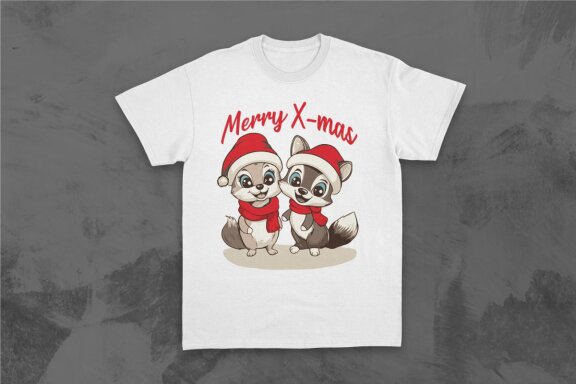Retro Christmas Animal Celebration T-shirt Designs Bundle