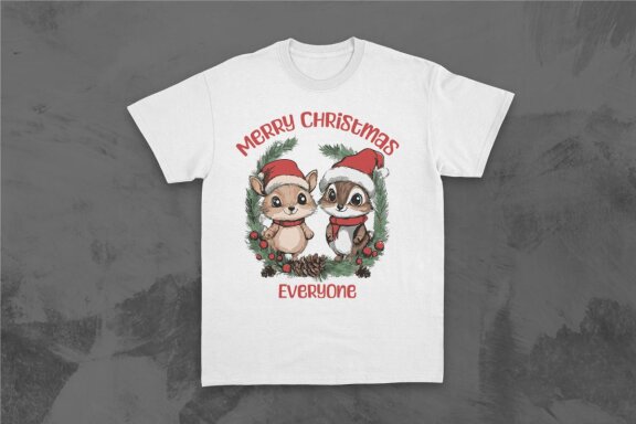 Retro Christmas Animal Celebration T-shirt Designs Bundle