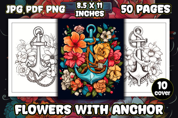 Flowers with Anchor Coloring Pages