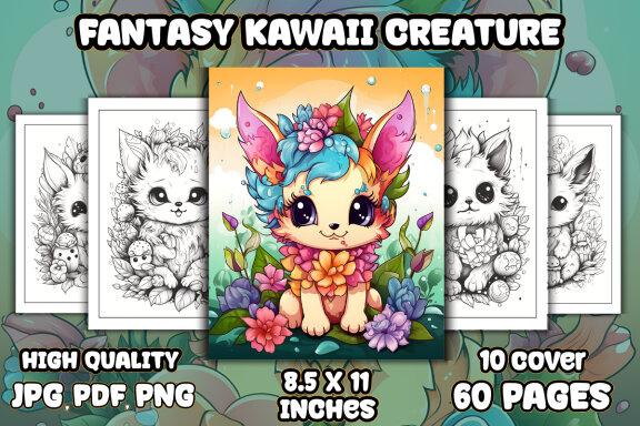 Fantasy Kawaii Creature Coloring Book
