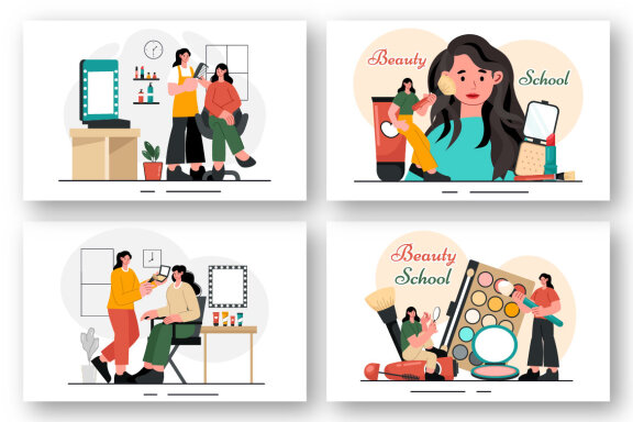 9 Beauty and Makeup School Illustration