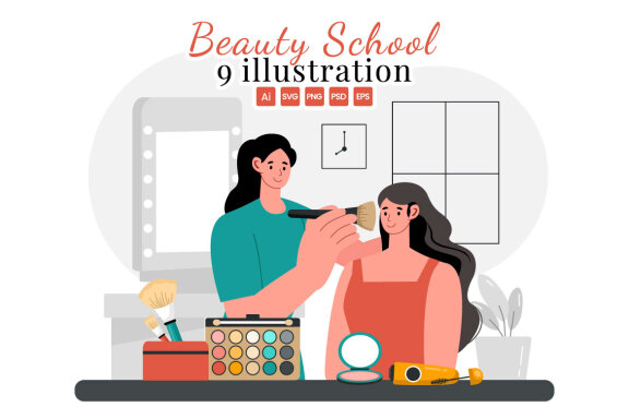 9 Beauty and Makeup School Illustration