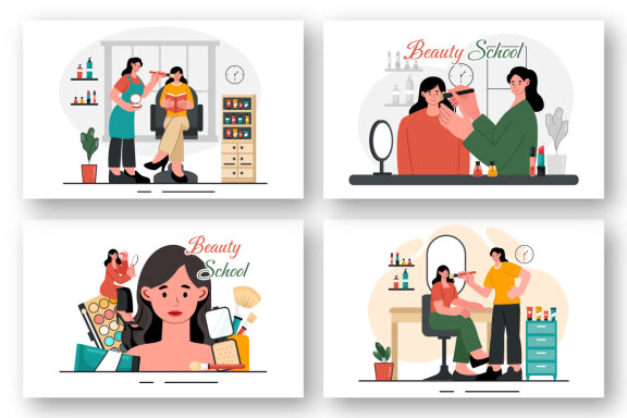 9 Beauty and Makeup School Illustration