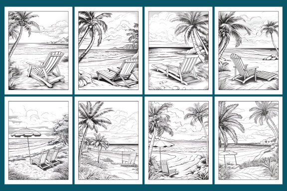 Summer Beach Coloring Book for Adults