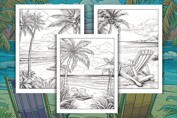 Summer Beach Coloring Book for Adults
