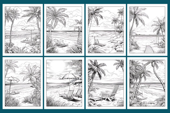 Summer Beach Coloring Book for Adults