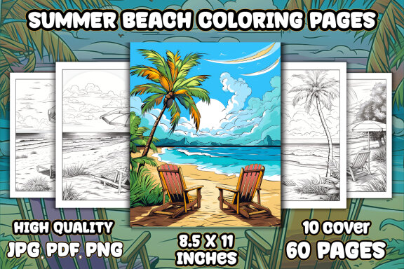 Summer Beach Coloring Book for Adults
