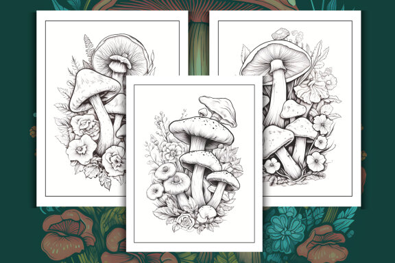 Mushroom Coloring Pages for KDP