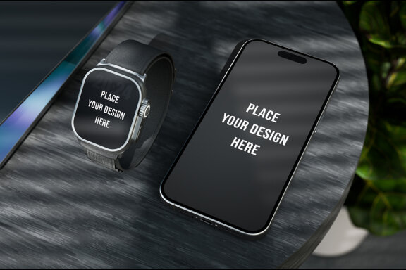 Smartwatch & Iphone Screen Mockup