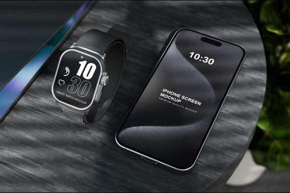 Smartwatch & Iphone Screen Mockup