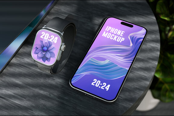 Smartwatch & Iphone Screen Mockup