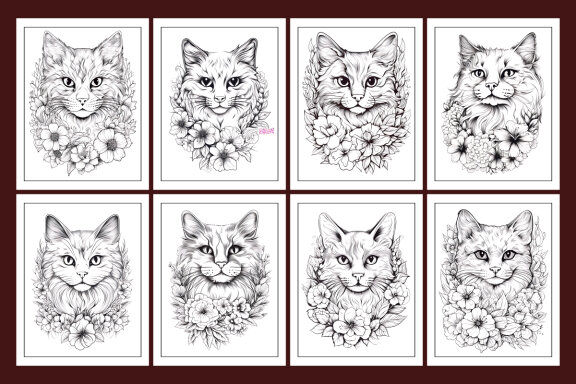 Cat Coloring Pages for Adults and Kids