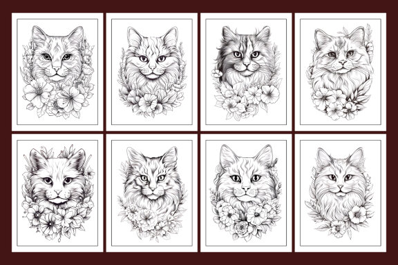 Cat Coloring Pages for Adults and Kids