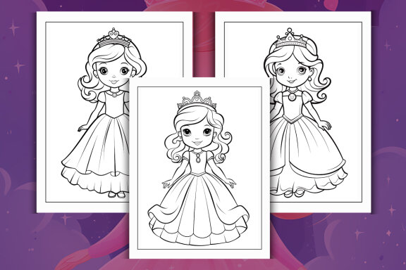 Cute Princess Coloring Pages for KDP