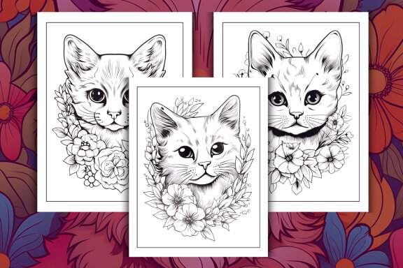 Cute Small Cat Coloring Pages for Adults