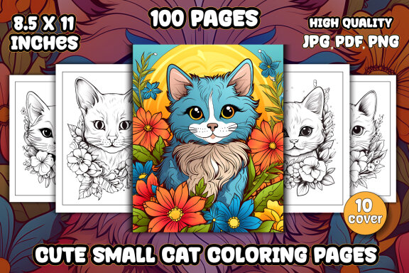 Cute Small Cat Coloring Pages for Adults