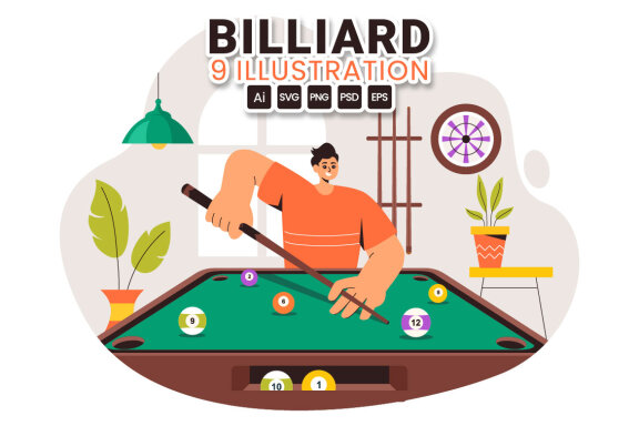 9 Billiard Game Illustration