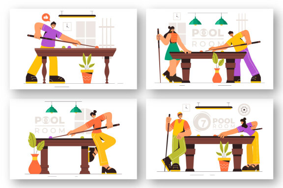 9 Billiard Game Illustration