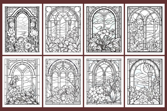 Stained Glass Landscape Coloring Pages