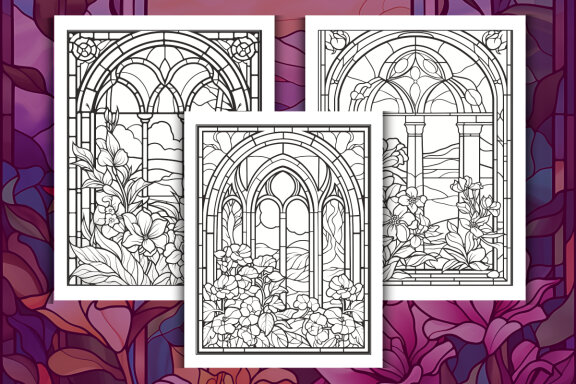 Stained Glass Landscape Coloring Pages