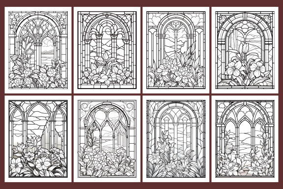 Stained Glass Landscape Coloring Pages