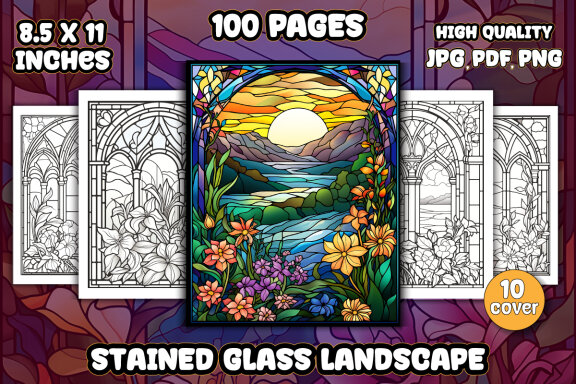 Stained Glass Landscape Coloring Pages