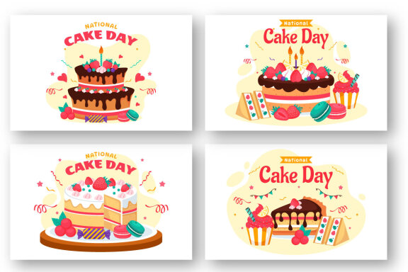 12 National Cake Day Illustration