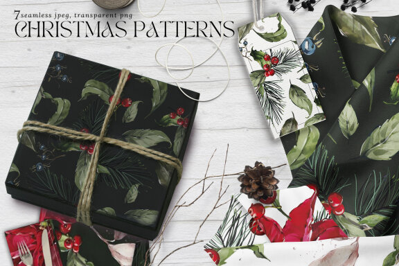 Vintage Christmas Seamless FREE Patterns